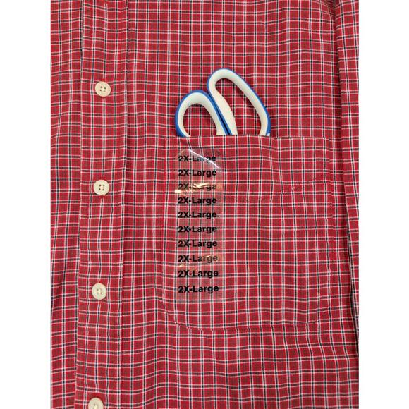 Arrow Khakis Oxford Plaid Button Down Shirt Red Check Mens 2XL Big Tall - Picture 4 of 9